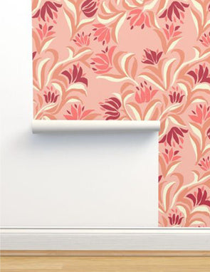 Flowing Flora - Wallpaper - Pink